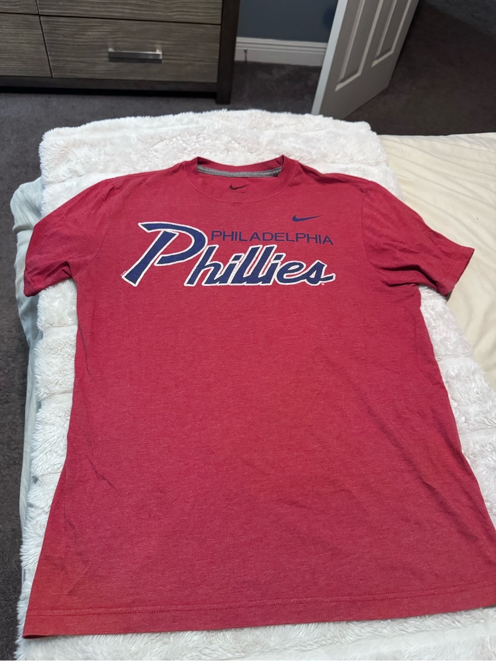 Nike Red Philadelphia Phillies Script Tee - Men's